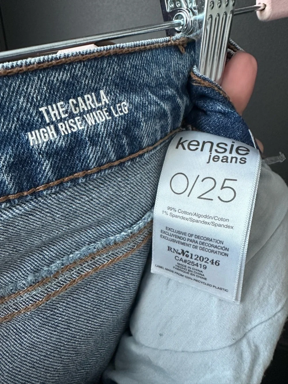 KENSIE JEANS The Carla High-Rise Wide Leg Blue Jeans with Braided Belt -0/25 - Picture 6 of 9